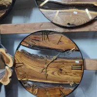 ساعت چوبی /رینگ فلز /چوب سنجد