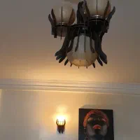 لوستر چهار شعله و دیوار کوب چوبی|لوستر و چراغ آویز|تهران, تهرانپارس شرقی|دیوار