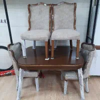 نهارخوری ۴ نفره پارچه کرم و طوسی