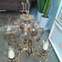لوستر برنجی اصل کنارسالنی ظرف میوه ایستاده|لوستر و چراغ آویز|ری, حمزه‌آباد|دیوار