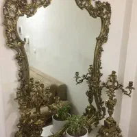 ست کامل آینه، شمعدان، ساعت دیواری و کنسول برنزی