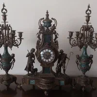 ساعت و شمعدان برنز لانچینی اصل ایتالیا