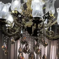 لوستر تمام برنز ده شعله ی پنج شاخه بزرگ