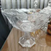 میوه خوری بلوری پایه دار گل برجسته