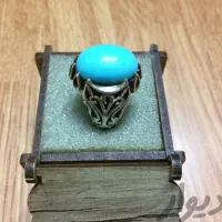 انگشتر فیروزه آبی آسمانی عجم نیشابور و پاک