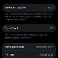 ایفون ۱۶پرو باتری ۱۰۰