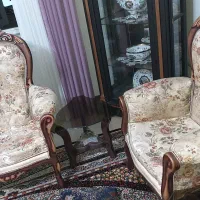 مبل سلطنتی چوبی کنده کاری ۹ نفره|مبلمان خانگی و میز عسلی|پاوه, |دیوار