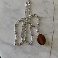 زنجیر و گردنبند نقره ۹۲۵با سنگ عقیق و شجر