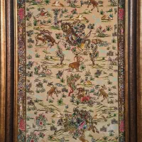 دوتخته تابلوفرش ماشینی ۱۷۰۰ شانه بافت ابریشم