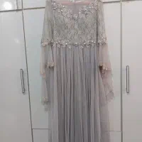 لباس مجلسی بلند طوسی گلدوزیدار|لباس|ایلام, |دیوار