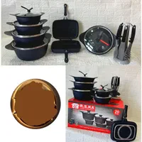 سرویس قابلمه مدل فروآنس 8تیکه طرح سنگ چدن با تابه|ظروف پختوپز|یزد, |دیوار