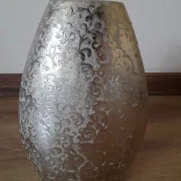 گلدان طلایی نقره ای پتینه برجسته / گلدان دکوری|صنایع دستی و سایر لوازم تزئینی|تبریز, |دیوار