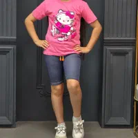 ست سوپر پنبه بچگانه شلوارک جین چاپ کارتونی|کفش و لباس بچه|اسلام‌شهر, شهرک قائمیه|دیوار