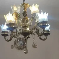 لوستر و آینه شمعدان برنز