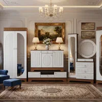 کمد  جاکفشی  سرویس خواب  اینه دراور  تخت سرویس چوب