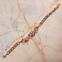 دستبند قلبی با مهره موون استون صورتی