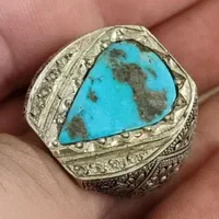 انگشتر نقره دست ساز قلمزنی استاد مسافر فیروزه|بدلیجات|تهران, نیروی هوایی (پیروزی)|دیوار