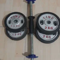 دمبل 2 و 1.5 کیلویی با میله|تجهیزات ورزشی|محمدیه-قزوین, |دیوار