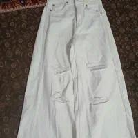 شلوار زنانه جین سفید سایز قد 130 کمر 40سانت