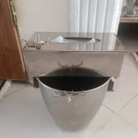 سطل اشغال و جا دستمالی استیل پذیرایی
