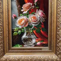 تابلو فرش کادویی-دستباف تبریز گل ابریشم