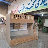 تخت دو طبقه سایز نوجوان طرح کتابخانه دار حصیری|تخت و سرویس خواب|مشهد, خلق آباد سفلی|دیوار
