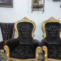 مبل ۹ نفره قهوه‌ای طلایی چوبی، پارچه مخملی|مبلمان خانگی و میز عسلی|مشهد, کوه سنگی|دیوار