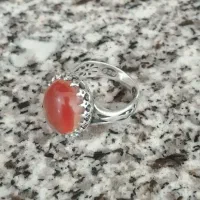 انگشتر نقره زیبا..با سنگ عقیق کهنه یمن دو پوست