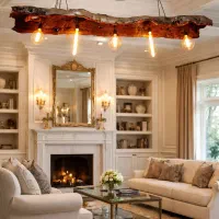 لوستر چوبی ( روستیک ) با لامپهای ادیسونی