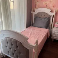 تخت یک نفره شیک Mdfوکیوم+تشک نیمه طبی