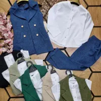 سه تیکه دخترانه/لباس مجلسی/شومیز و شلوار و جلیقه