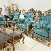 مبل سلطنتی 9نفره نهارخوری ورق طلا با عسلی|مبلمان خانگی و میز عسلی|کرمانشاه, |دیوار