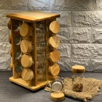 سرویس ادویه درب چوبی استند چرخشی