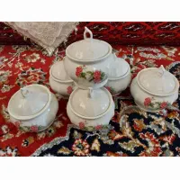 ۶ عدد قندان چینی گل سرخ باسر سالم