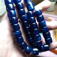 تسبیح کهربا آبی صدفی کاربنی 81گرم سایز18