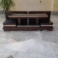 میز تلویزیون سه تکیه شیشه دودی با طراحی مختلف