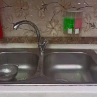 سینک استیل دو قلو به همراه شیر اهرمی|مصالح و تجهیزات ساختمان|اصفهان, ملک‌شهر|دیوار