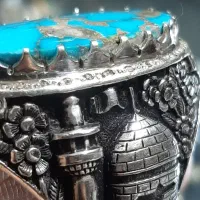 انگشتر فوق کلکسیونی فیروزه نیشابوری مرصع به برلیان