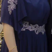 پیراهن مجلسی حریر سرمه ای