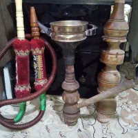 ۲عدد تنه قلیون چوبی یکی بزرگ و یکی کوچک
