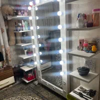 آینه چراغ دار و شلف چوب اصل