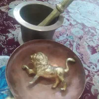 هاونگ برنجی کاسه مسی کعبدار|کلکسیون اشیاء عتیقه|لنجان, |دیوار