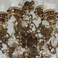 لوستر برنج ۱۶ شعله لاله نگین دار|لوستر و چراغ آویز|تهران, زهتابی|دیوار