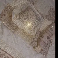 رو تختی دونفره عروس ساتن طلای و پولک دوزی