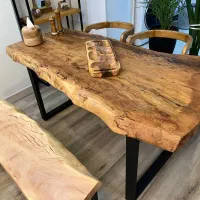 میز و نیمکت روستیک چوب چنار طبیعی