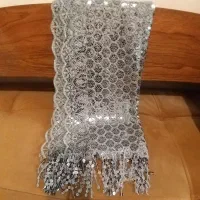 شال توری رنگ نقره ای سایز عرض۵۰ طول۱۶۰