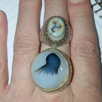 انگشتر شجر باباقوری هندی و قائن و نگین خالی مصور