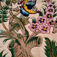 تابلو فرش کرک و ابریشم طرح گل وبلبل|تابلو فرش|گلپایگان, |دیوار