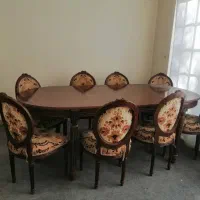 یک دست مبلمان نیم استیل با میزی نهارخوری ۱۰ نفره