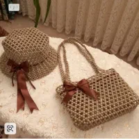ست کیف و کلاه ساحلی مرواریدی